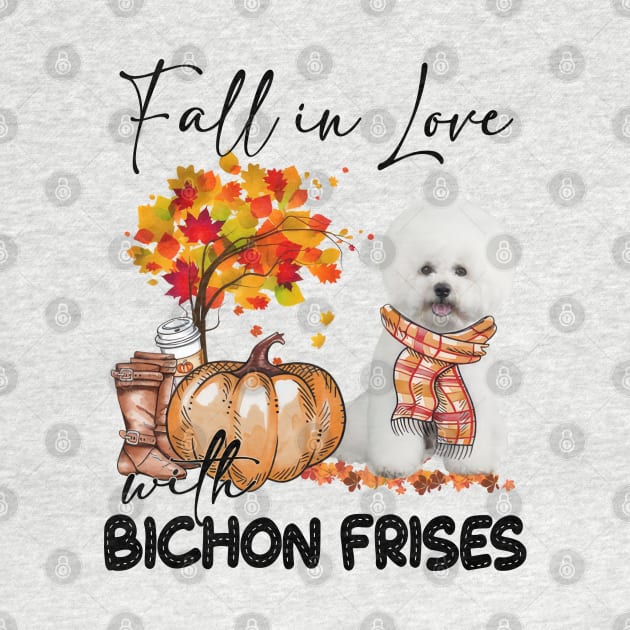 Fall In Love With Bichon Frise Fall Pumpkin Thanksgiving by cyberpunk art